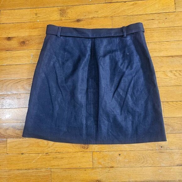 J Crew Blue Linen Pencil A Line Skirt Size 2 - Picture 5 of 7